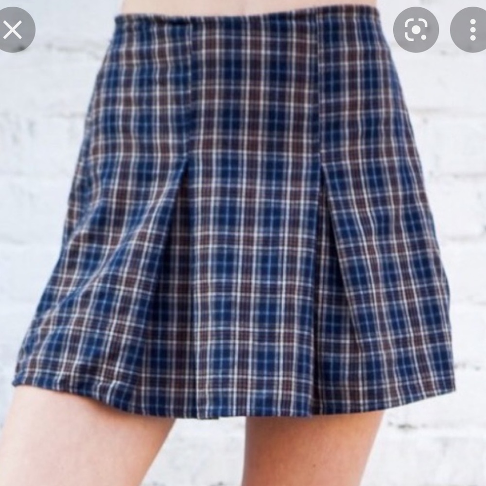 Brandy Melville Navy Plaid Skirt